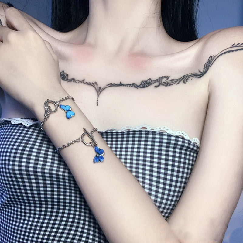 Butterfly Pendant Bracelet-Dark blue