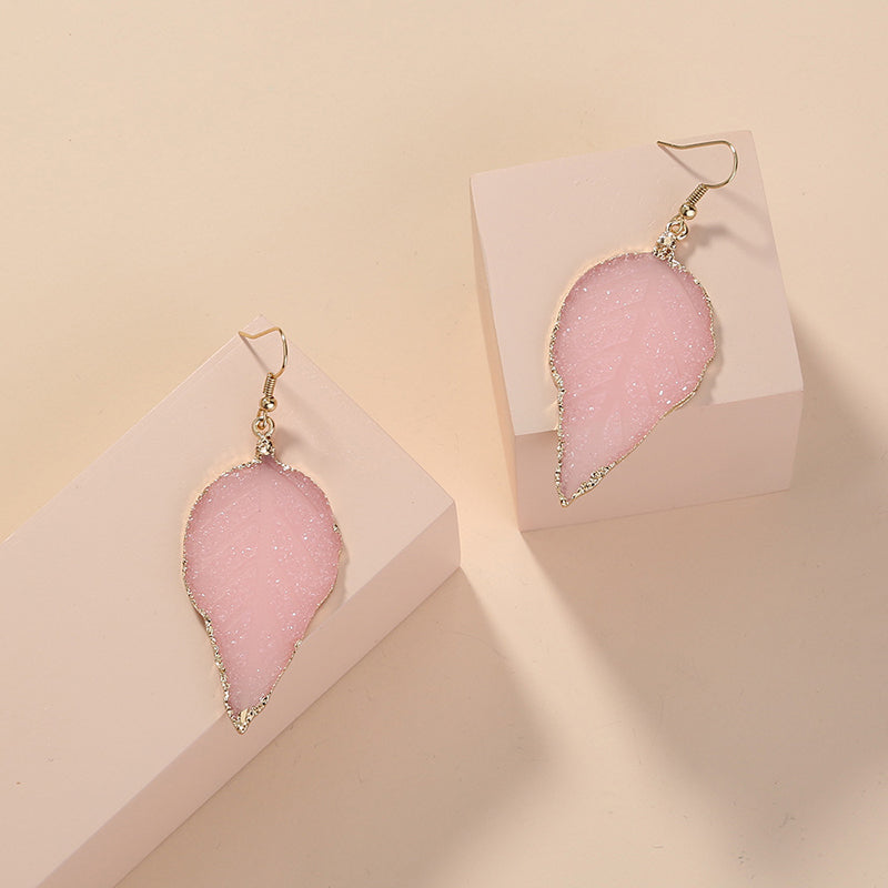Pink Feather Book Crystal Earrings