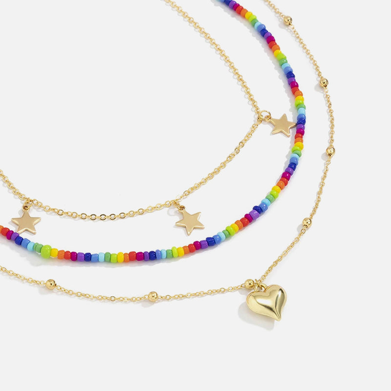 Golden Heart Beads Necklace Set