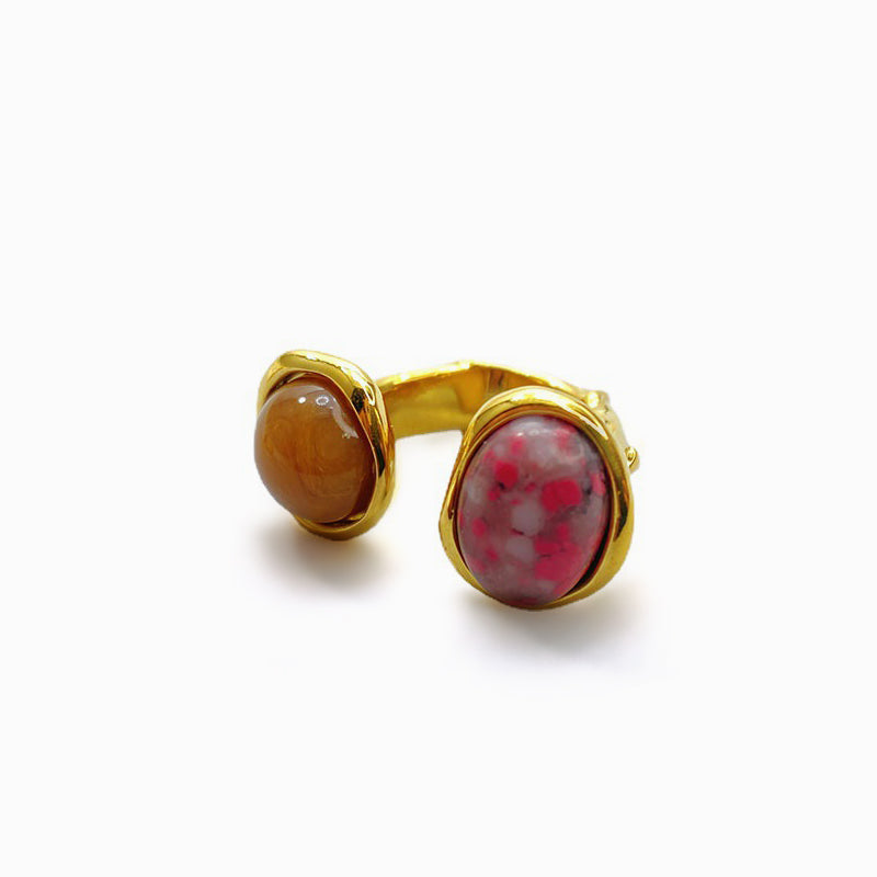 Oil Painting Gemstone Open End Ring