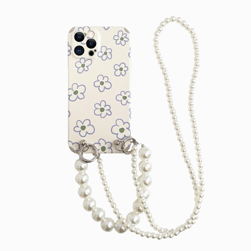 Flower Pearl Chain Phone Case