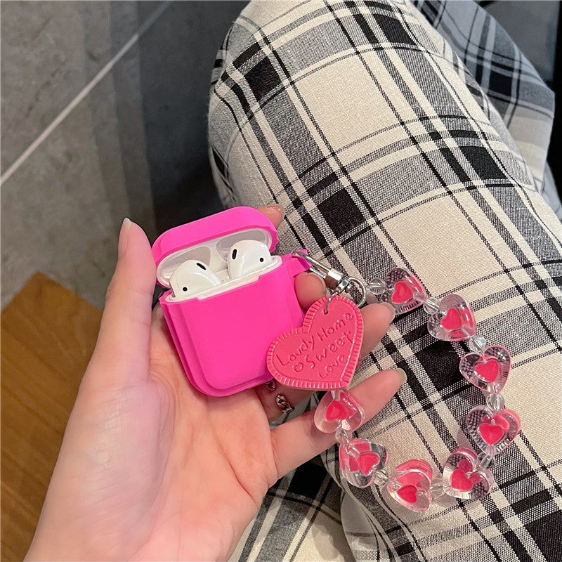Rose Red Heart Airpods Case