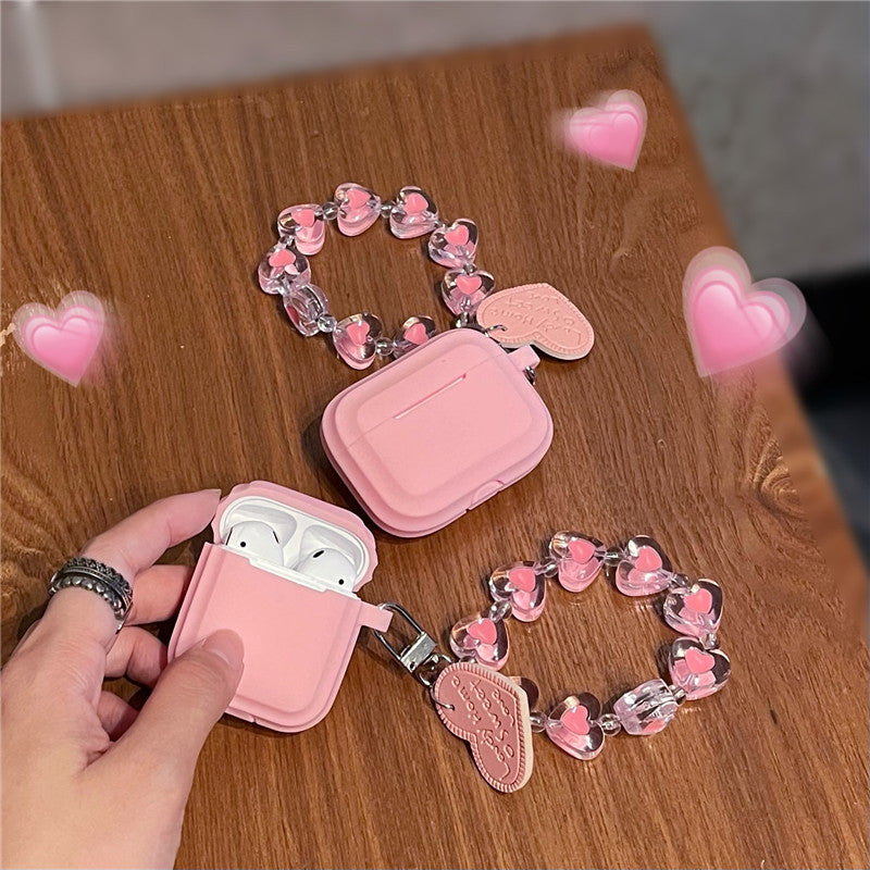 Peach Pink Heart Airpods Case