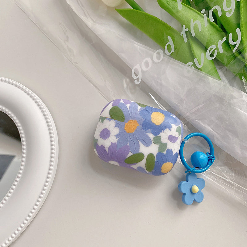 Flower Oil Painting Airpods Case-Blue