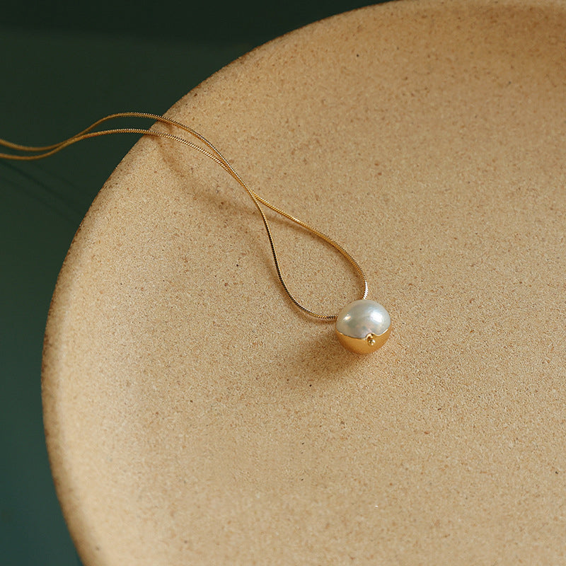 Real Pearl Orb Pendant Necklace
