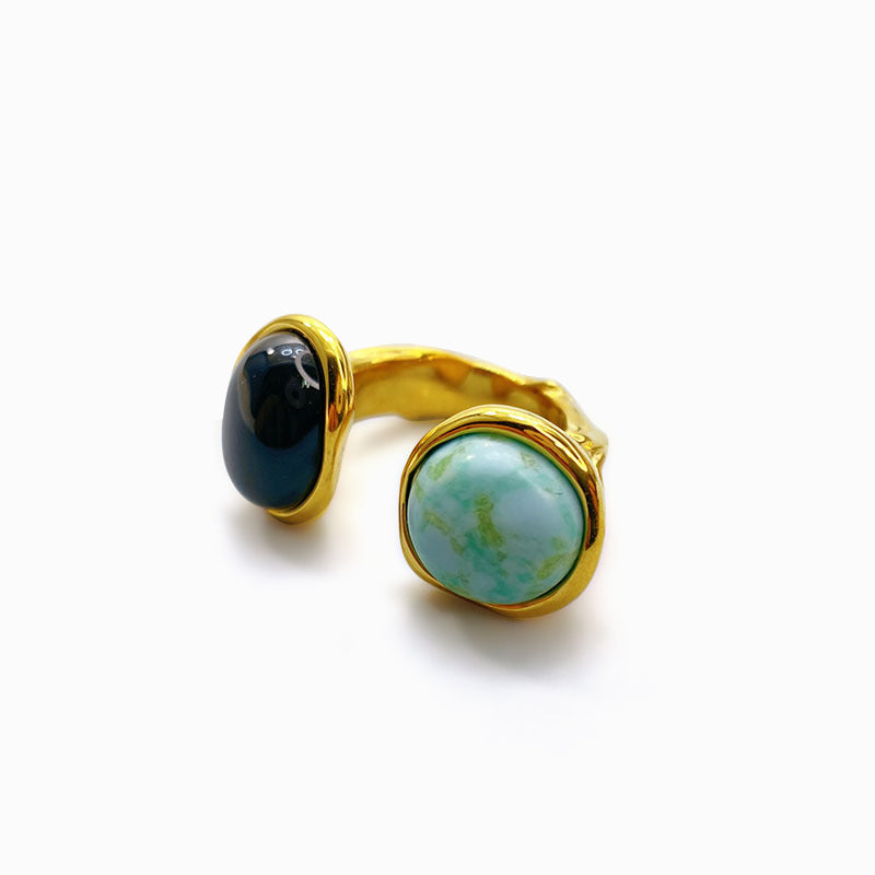 Oil Painting Gemstone Open End Ring