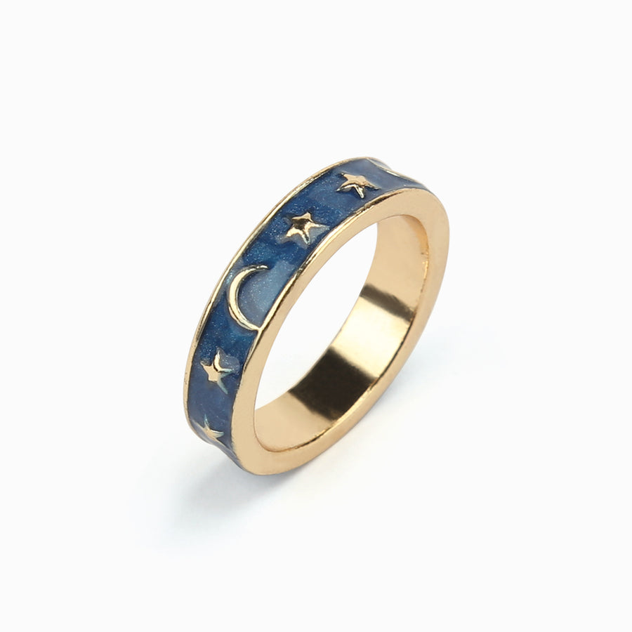 Navy Star and Moon Ring