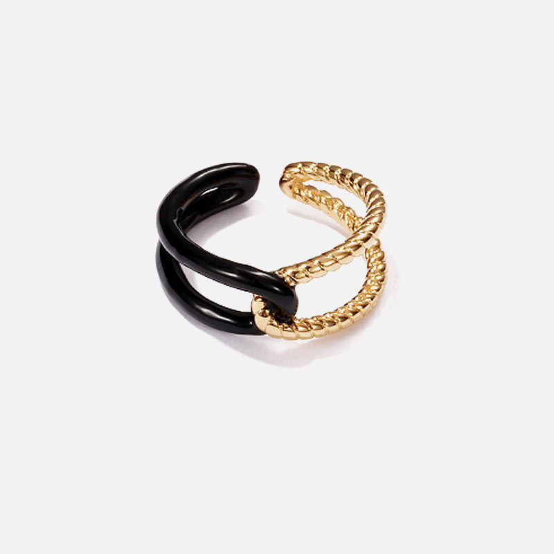 Gold&Black Twisting Open Ring