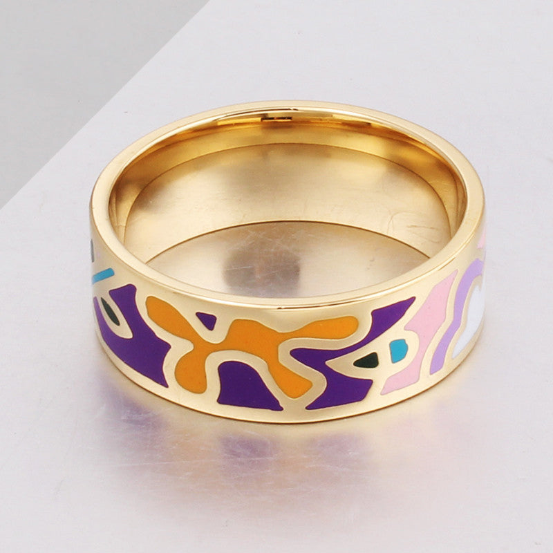 Geometric Painted Ring-Violet