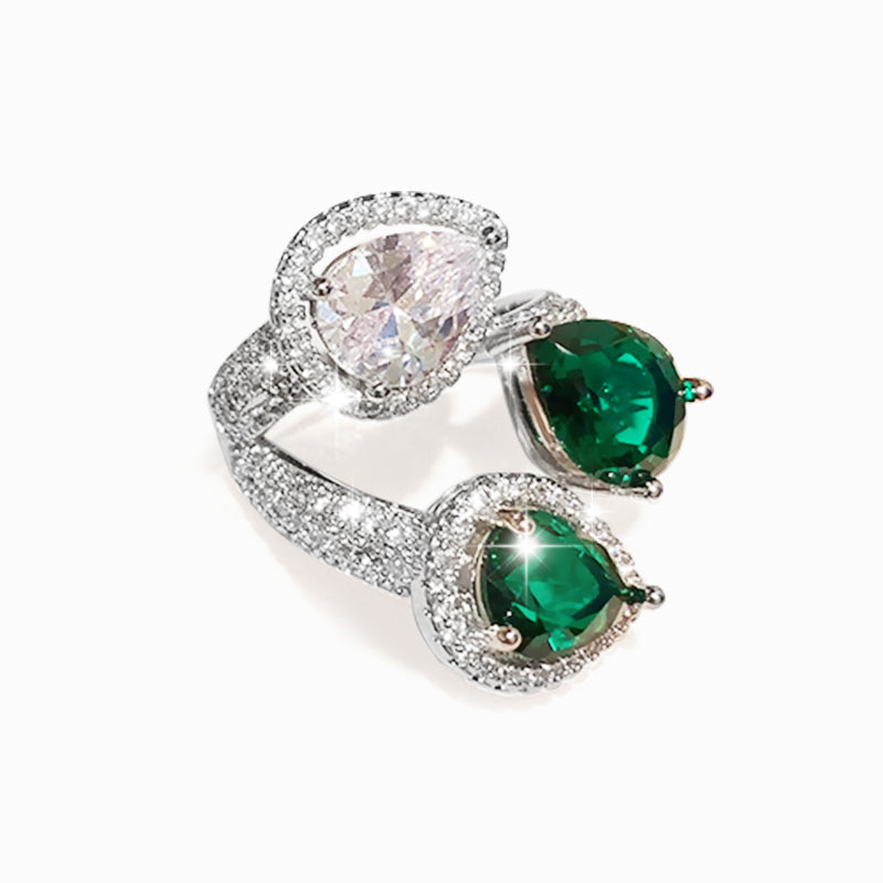 Geometric Emerald Ring