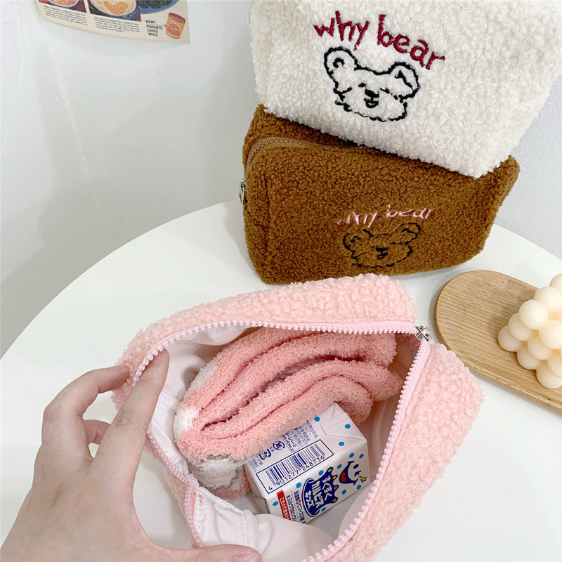 Furry Bear Cosmetic Bag-Strawberry