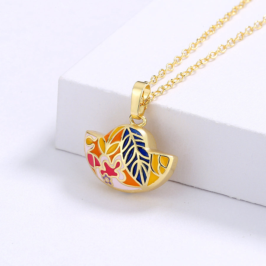 Flower Pastoral Style Japanese Colored Enamel Necklace