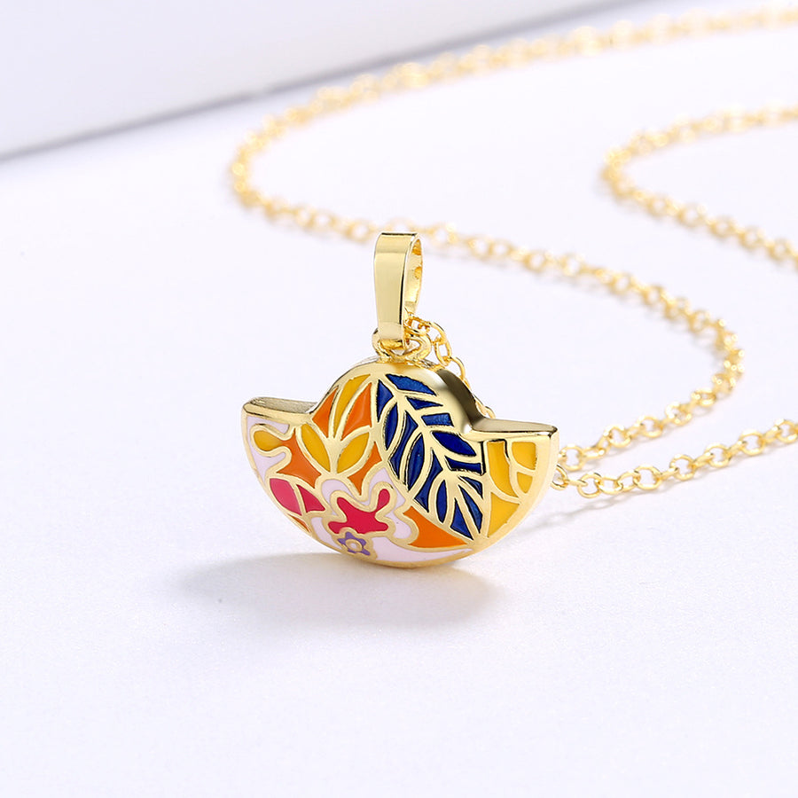 Flower Pastoral Style Japanese Colored Enamel Necklace