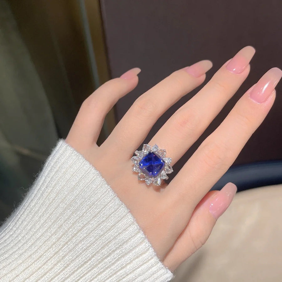 “Heart Of The Ocean” Sapphire Square Cut Ring