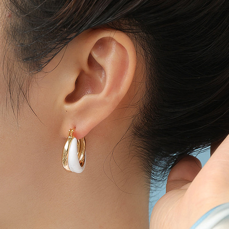 Pure White Oil Drip Earrings
