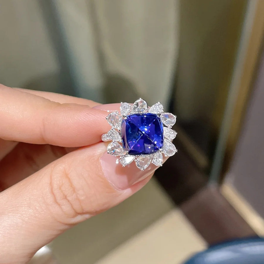 “Heart Of The Ocean” Sapphire Square Cut Ring