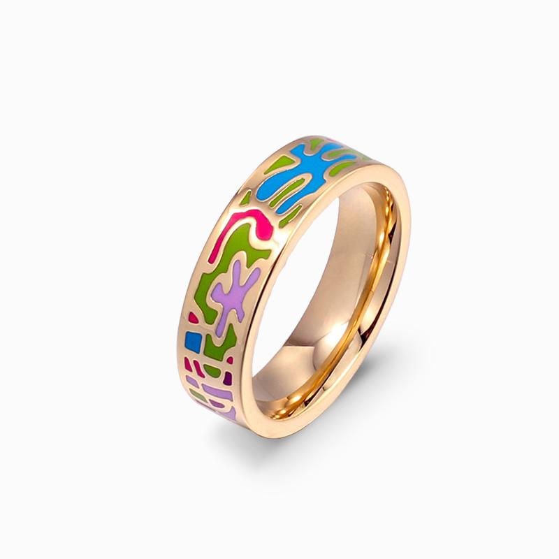 Gold Plated Geometric Painted Ring