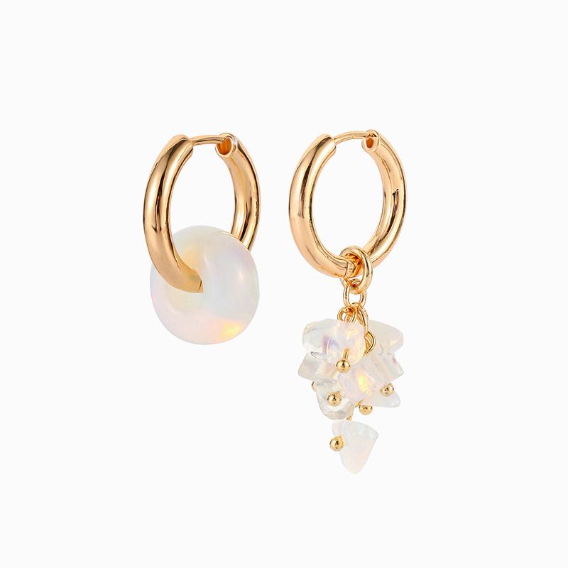 Asymmetric Shimmering Pearl Huggie Earrings