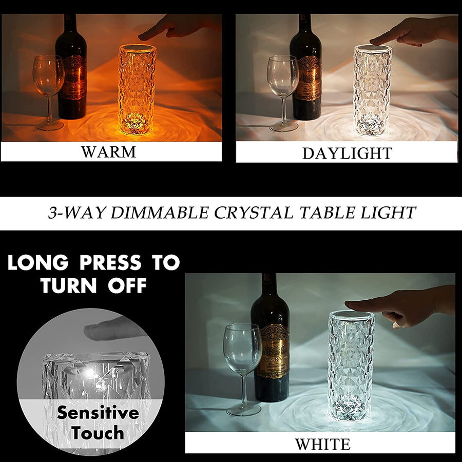Crystal Table Lamp Rose Light Projector