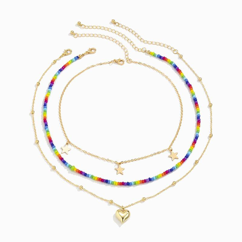 Golden Heart Beads Necklace Set