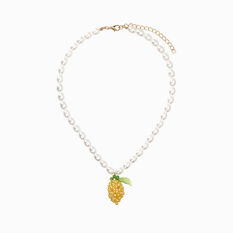 Lemon Bead Pearl Necklace