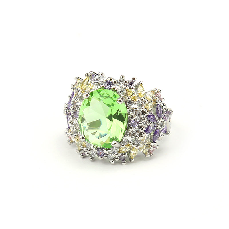 “Spring Day Garden” Round Emerald Ring