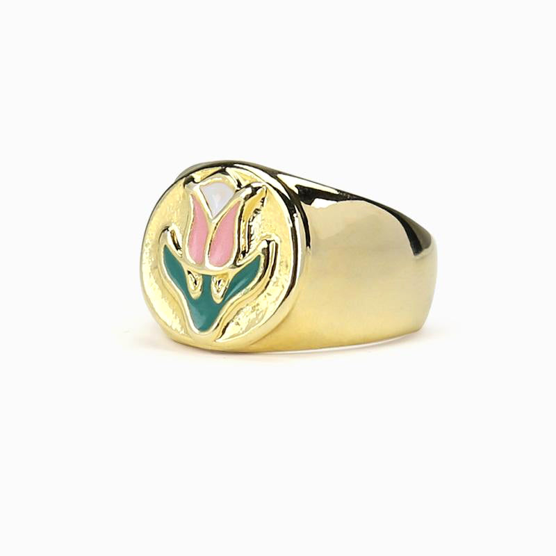 Tulip Signet Gold Ring