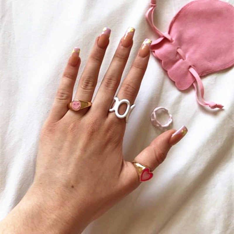 Tipsy Pink Brass Open Ring