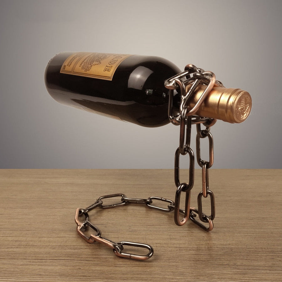 Metal Chain Hanging Wine Bottle Rack